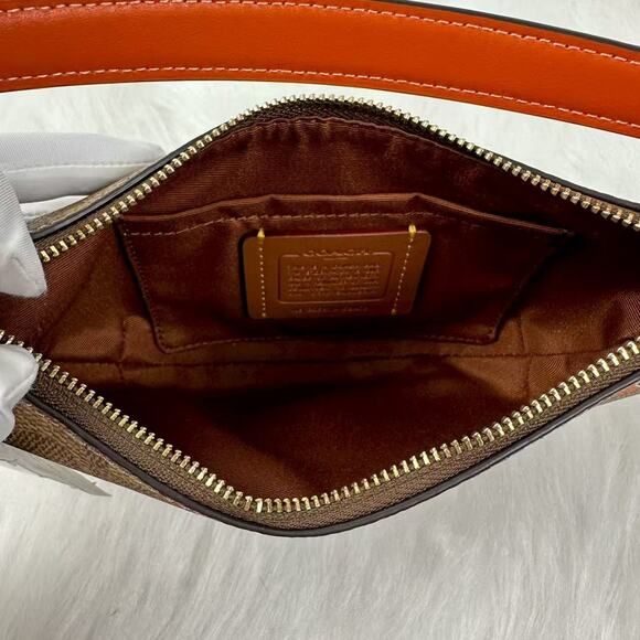 Coach Mini Payton Bag In Signature Canvas With Orange Print In Tan CBA78 NWT - Picture 7 of 9